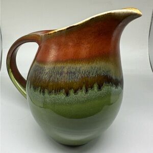 Art Pottery Pitcher Green &‎ Brown Ewer By Glenn Woods “The Pottery Boys” 2009